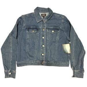 Abbott Elementary Denim Jean Jacket Women’s L Medium Wash‎ Trucker Cotton